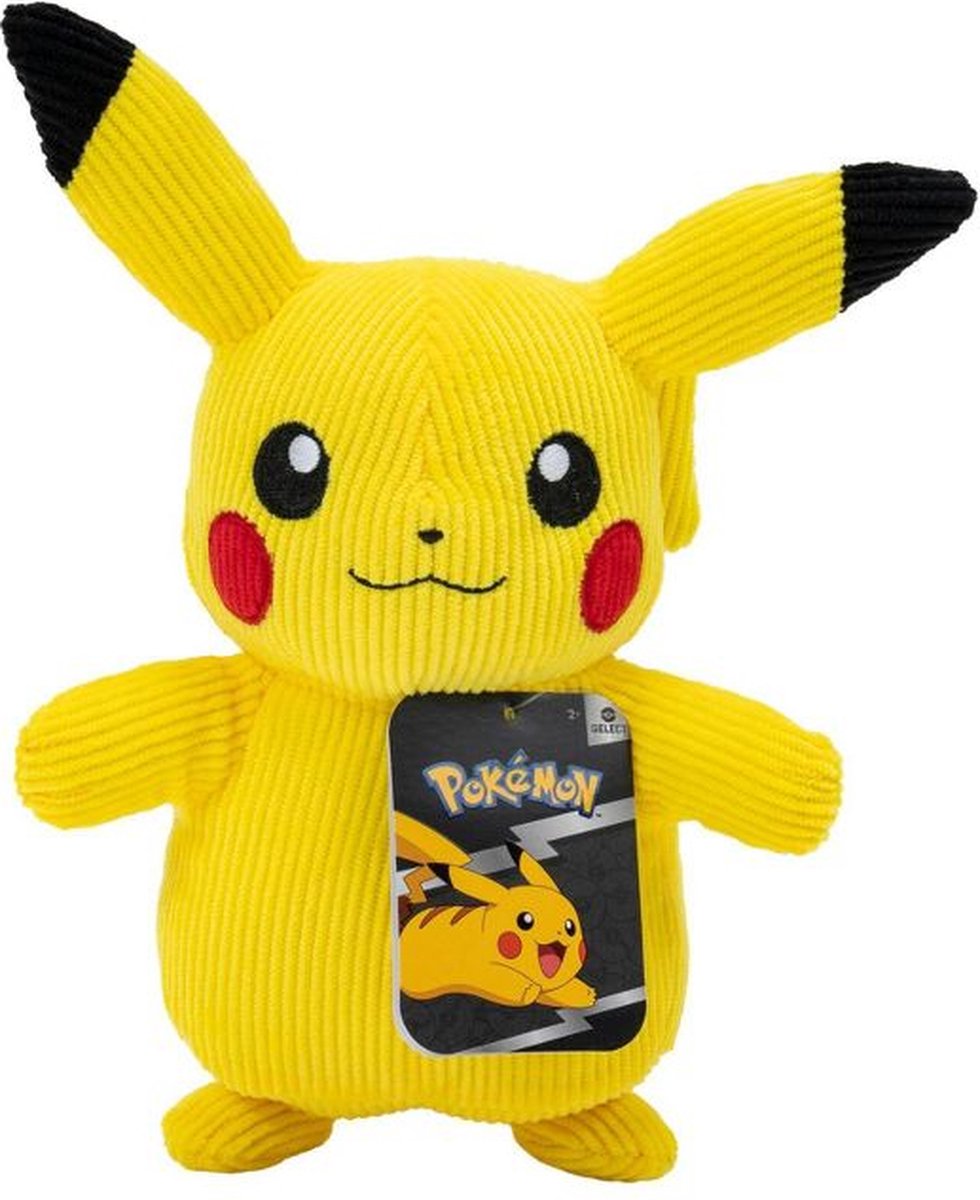 Pikachu Corduroy -   Pluche Knuffel 22 cm [  Plush Toy - Knuffel en Speel met Pikachu, Charizard, Eevee, Bulbasaur, Charmander - Speelgoed Knuffelpop Knuffeldier voor kinderen jongens meisjes]